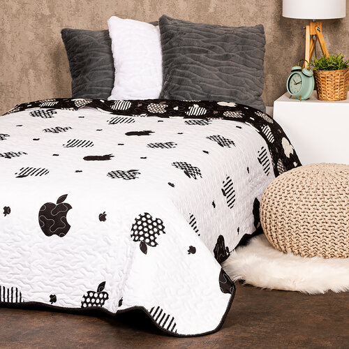 4Home Tagesdecke Obst Schwarz , 140 x 220 cm