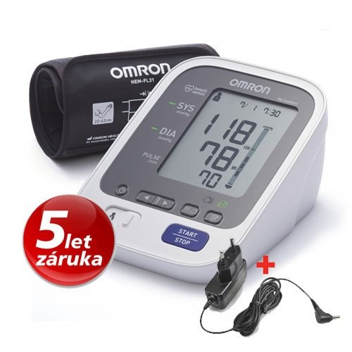Omron M6 Comfort ciśnieniomierz cyfrowy z Intelli mankietem i zasilaczem sieciowym