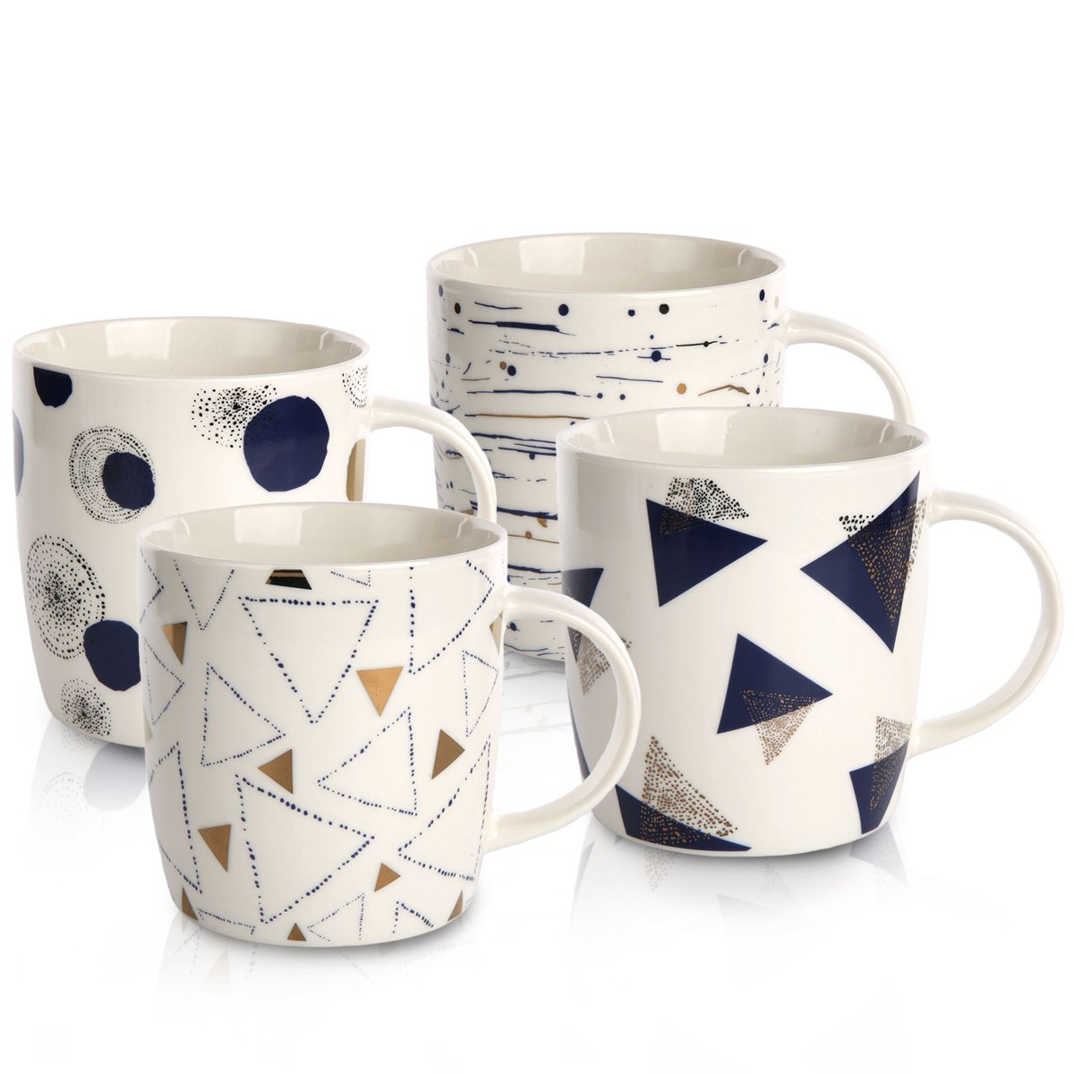 Sada porcelánových hrnčekov Geometric, 340 ml, 4 ks