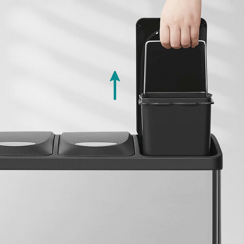 Nerezový odpadkový koš na tříděný odpad 3 × 8 l,