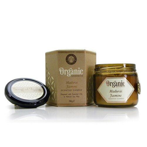 Świeca organiczna Madurai Jasmine 200 g w bursztynowym szkle