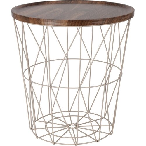 Abstelltisch aus Draht mit MDF-Platte, 37 x 39 cm, beige