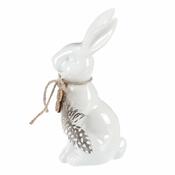 Decorațiune ceramică Iepure, alb, 7 x 15 x 5 cm