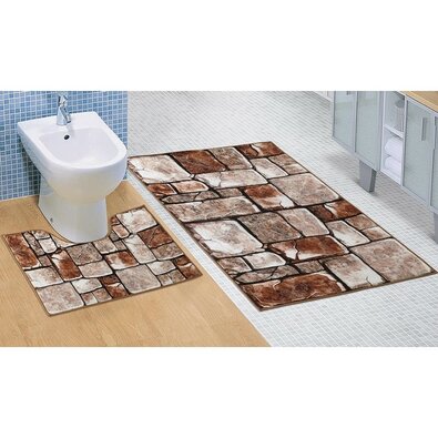 Bellatex fürdőszobai szőnyegkészlet Kőpadló 3D, 60 x 100 cm, 60 x 50 cm