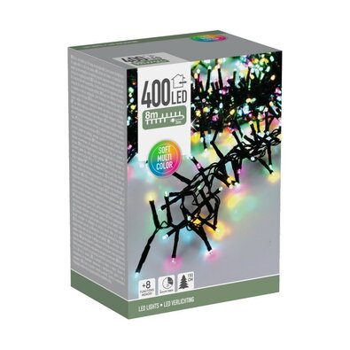 Lanț luminos exterior Macaron, 8 m, 400 LED,(verde, portocaliu, albastru, roz), temporizator