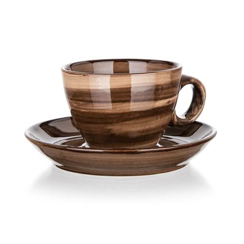 Banquet 6-delni set skodelic s podstavkom PALAS,90 ml, rjava