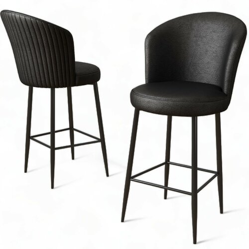 Barstuhl-Set Uras Black, 6 Stück