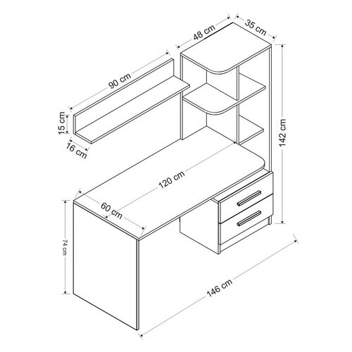 Biurko Alaska White and Black