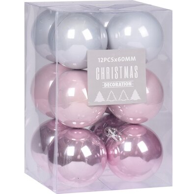 Set Weihnachtsschmuck Valongo 12 St., Rosa, D. 6 cm