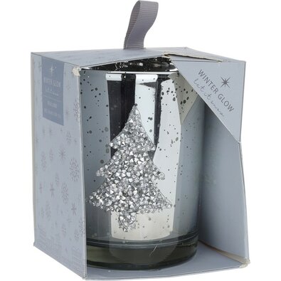 Bożonarodzeniowa świeczka dekoracyjna Tree, 8 x 10 cm, srebrny
