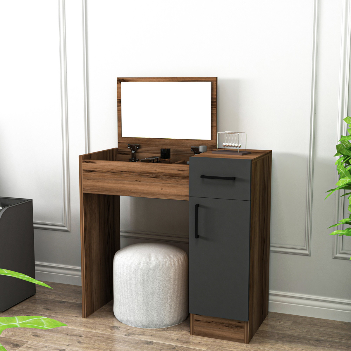 Kozmetický stôl Inci Light Walnut