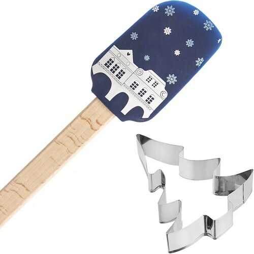 Spatulă din silicon cu tăietor Orion Case,albastru