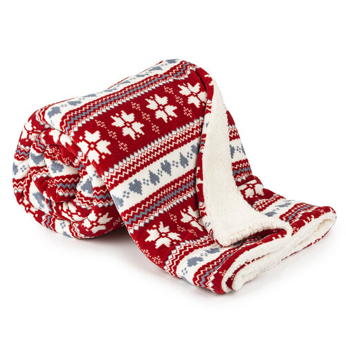 4Home Koc z barankiem Zimowy sen czerwony, 150 x 200 cm