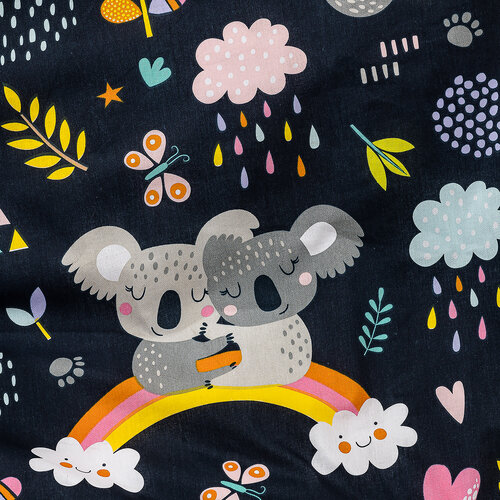 4Home Kinder-Baumwollbettwäsche Koala rainbow, 100 x 135 cm, 40 x 60 cm