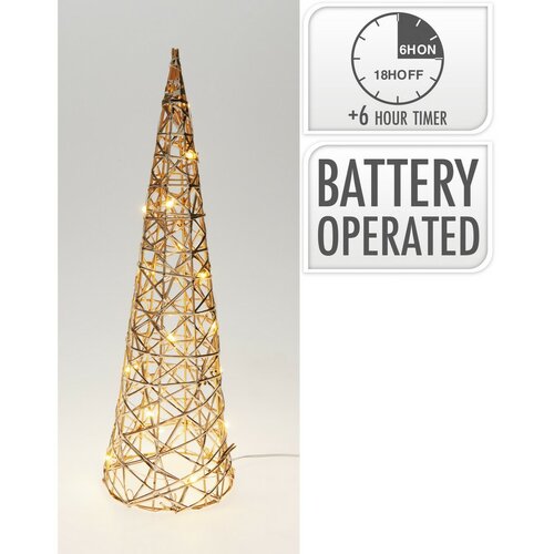 Świąteczny stożek świecący Champagne, 40 x 12 cm, 20 mikrodiod LED, na baterie