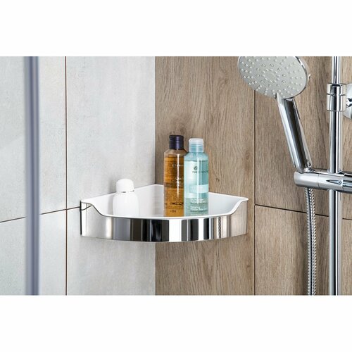 AQUALINE SB109 Samba sarokpolc zuhanyzóba, 21,8 x 6,3 x 21,8 cm, polírozott acél