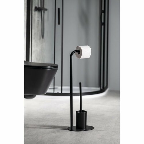 AQUALINE SB236 Samba állvány WC-papírtartóval ésWC-kefével, fekete színben