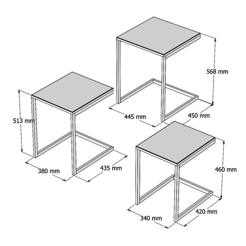 Masă pliabilă Ege Walnut, 3 buc