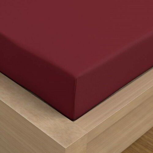 Kvalitex Satin foaie cu elastic burgundy , 120 x200 cm