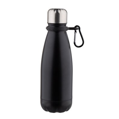 Altom Rozsdamentes vízpalack karabinerrel 350 ml,fekete