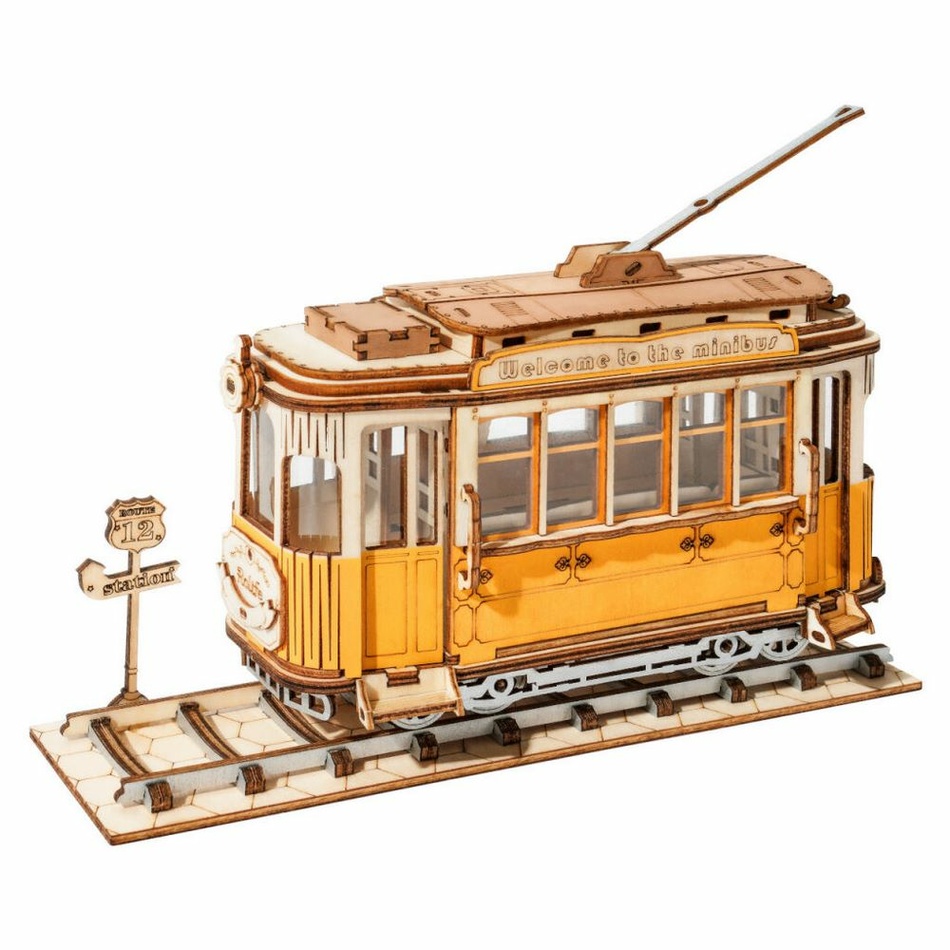 Fotografie RoboTime dřevěné 3D puzzle Historická tramvaj