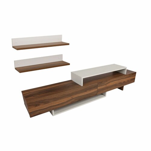 Ansamblu de mobilier TV Nirvana Teak and White