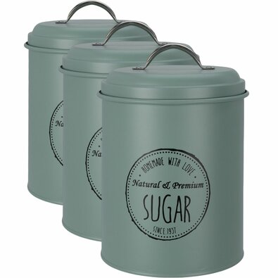 Excellent Houseware Set de cutii metalice pentrualimente 13,5 x 18 cm, 3 bucăți, verde