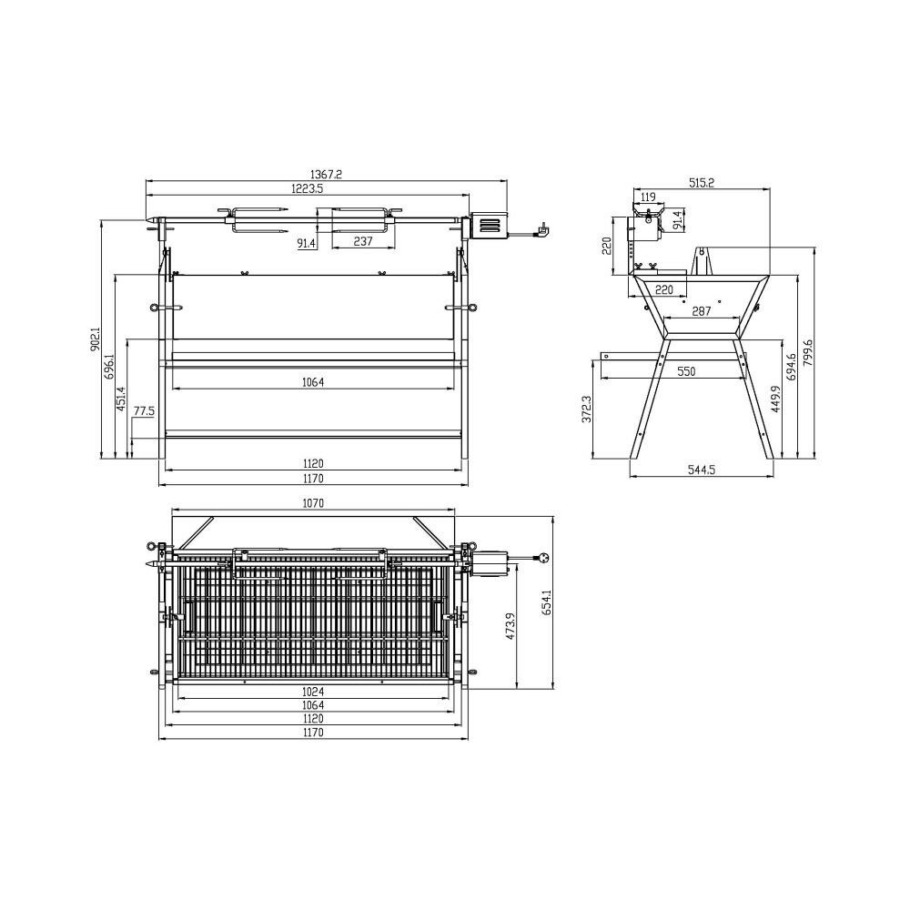 Gril Avenberg s elektrickým roštom Ferkel, 137 x 55 x 91 cm