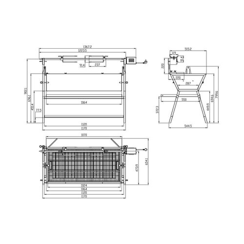 Grill Avenberg z elektrycznym rożnem Ferkel, 137 x 55 x 91 cm