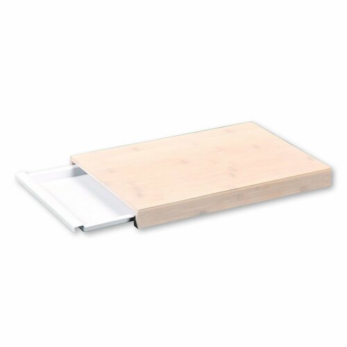 Kesper 57352 Deska do krojenia z tacką, biała, 38x 25,5 x 3,5 cm