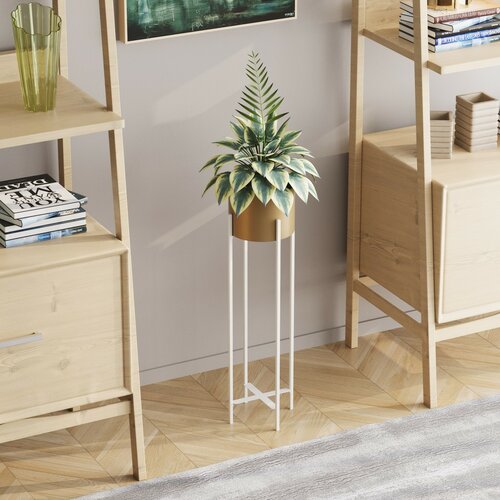 Kovový stojan na květiny GED-025-C Loft, bílá/zlatá