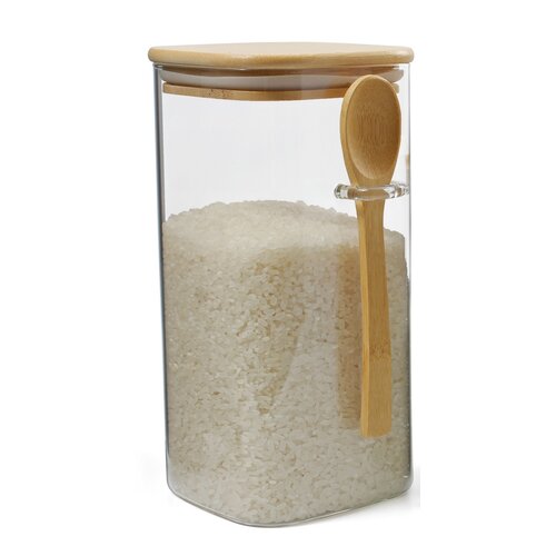 Maxxo steklena posoda Bamboo z žličko, 1,2 l