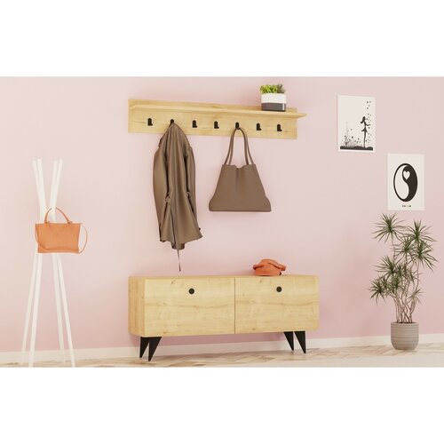 Cuier de perete cu dulap de pantofi Rupa Oak