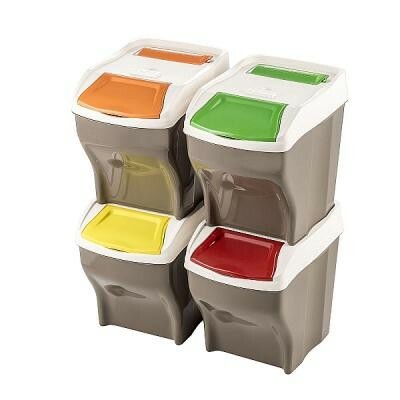 Aldotrade Koš za ločeno zbiranje odpadkov PokerPlus 27 l, 4 kos, bež