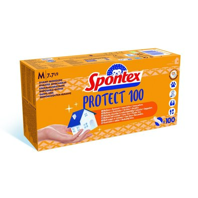 Mănuși de unică folosință din vinil Spontex Protect, mărime M, 100 buc.