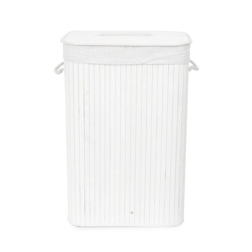 Compactor Coș pentru rufe murdare Bamboo dreptunghiular, alb