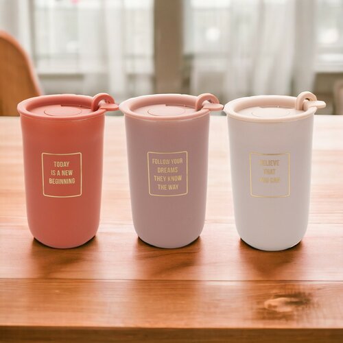 Cană cu perete dublu și capac Florina AUTUMN 330ml, teracota