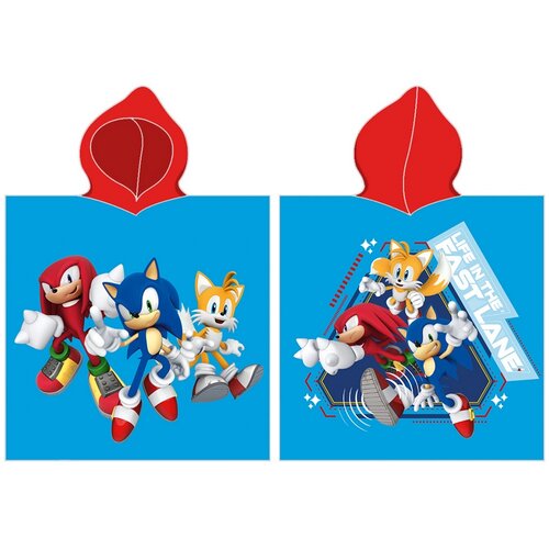 Otroški pončo Ježek Sonic in prijatelji, 55 x 110cm