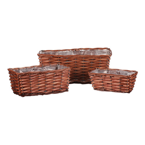 Übertopf-Set aus Weide Garden, 3 Stück, 3 Größenbraun  ,