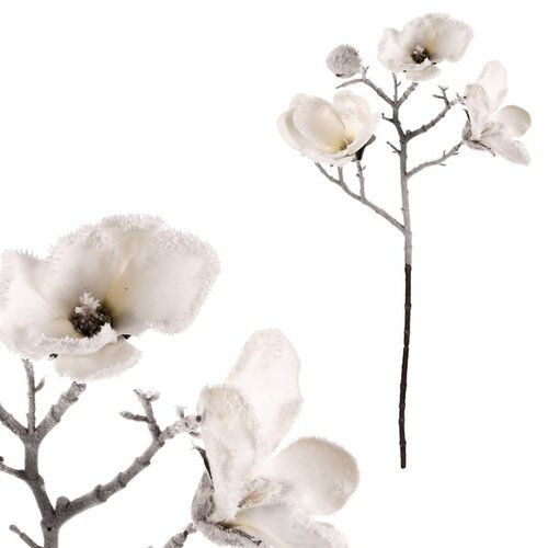 Virágcsokor Magnolia, 2 db, fehér, hóval borítva
