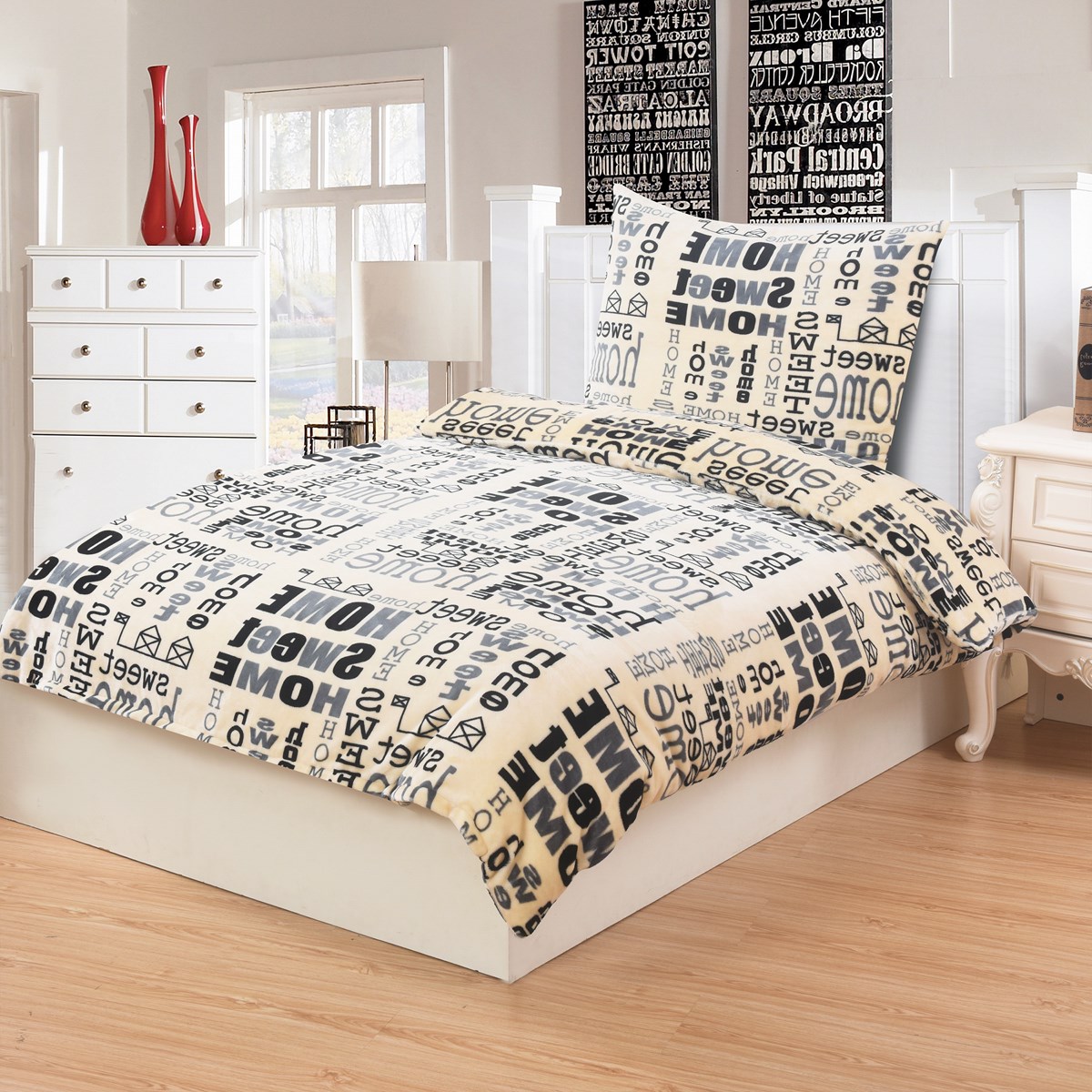 Jahu Obliečky mikroplyš Sweet Home, 140 x 200 cm, 70 x 90 cm