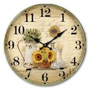 Zegar ścienny Sunflower, śr. 34 cm, drewno