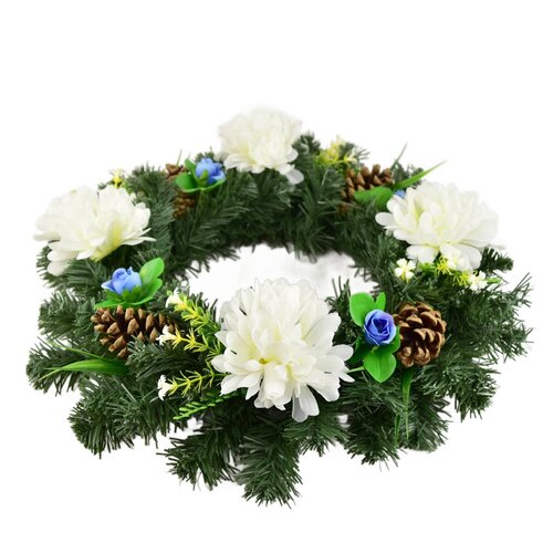 Veniec na Sviatok všetkých svätých Bielechryzantémy, 35 cm