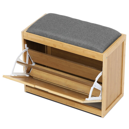 Autronic DR-N1014 GREY2 Schuhbank mit Sitzkissen, 60 x 51 x 29 cm
