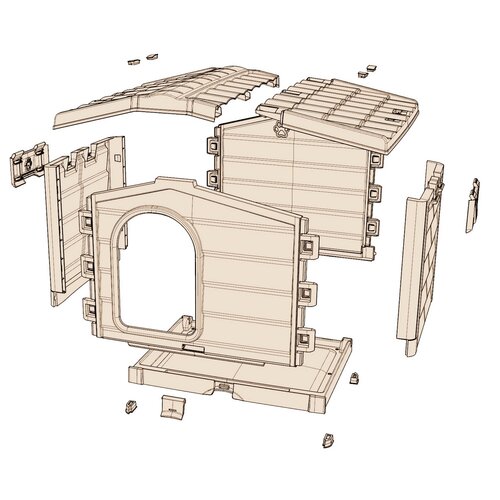 Doghouse Bungalow bej, 89 x 75 x 62 cm