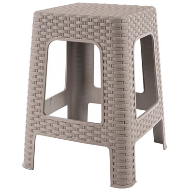 Stapelbarer Gartenhocker Rattan, 45 x 35,5 x 35,5 cm, Cappuccino