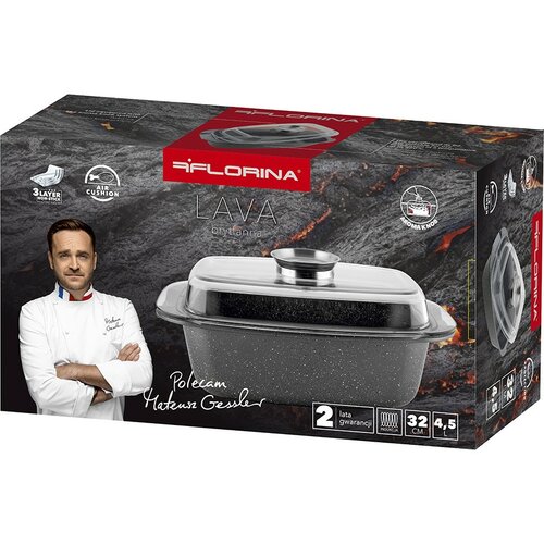 Florina Alumínium tepsi aroma kapaklı Lava 4,5 l, 32 × 22 × 11 cm