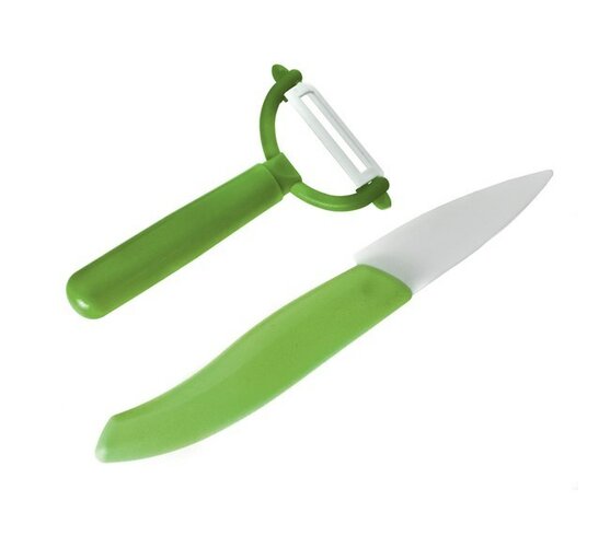 Sada keramický nôž + škrabka zelená