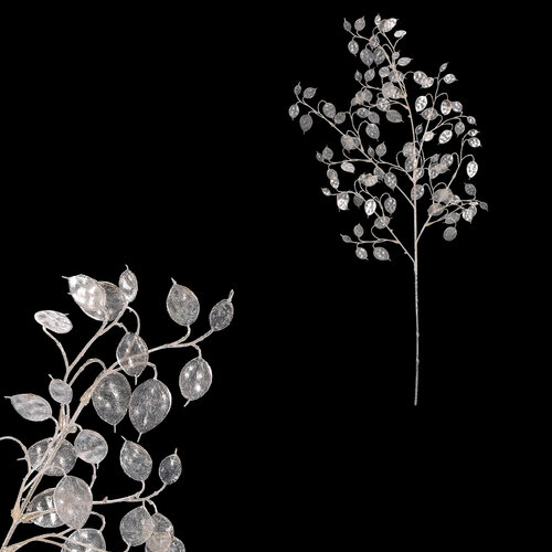 Zestaw sztucznych gałązek Lunaria, 2 szt., biały, oszronione, 85 cm