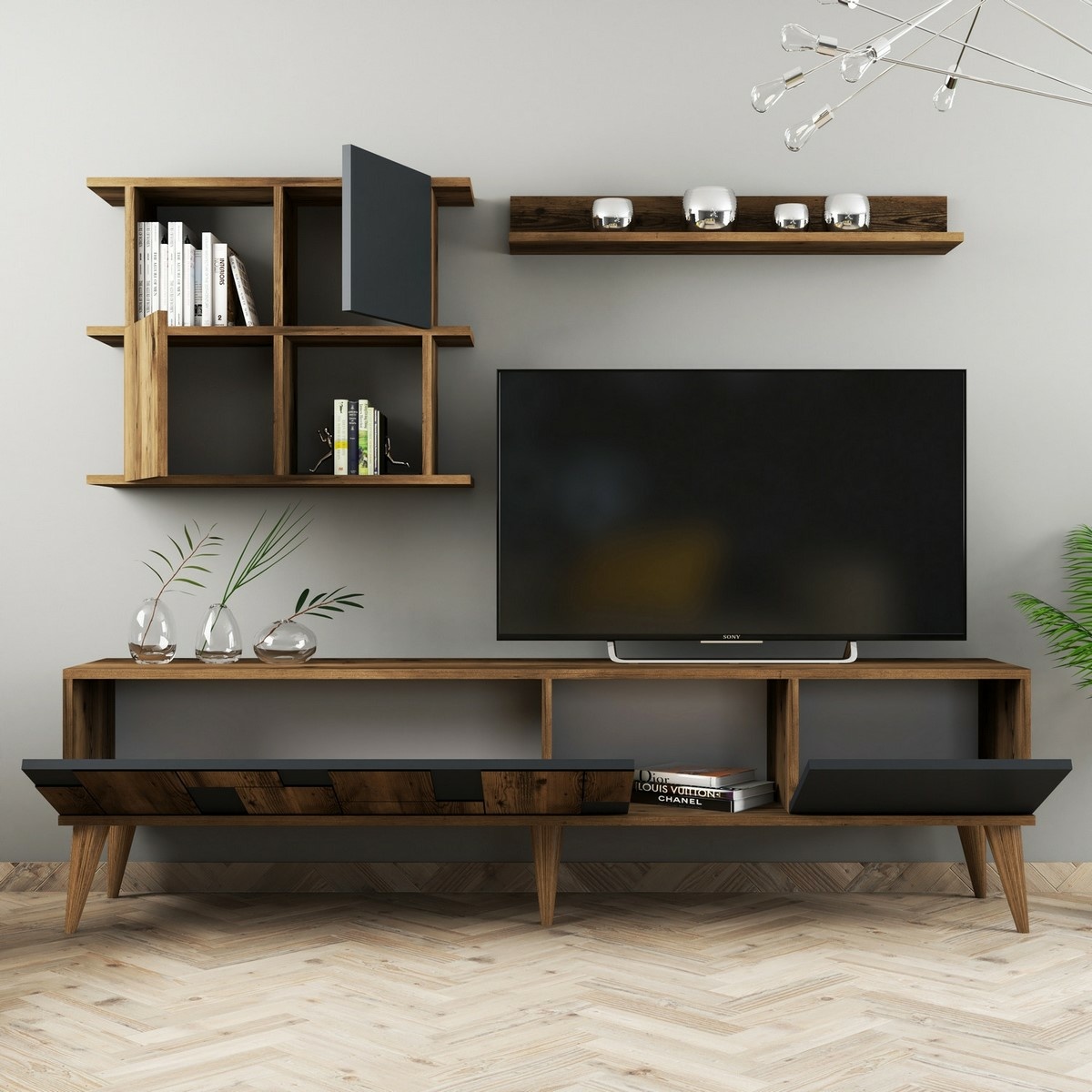 Televízna stena Madrid Anthracite and Walnut